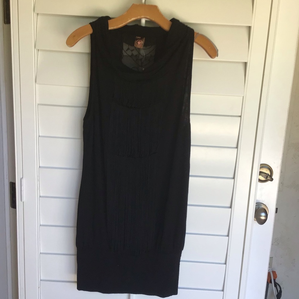 New Language Cowl neck fringe dress